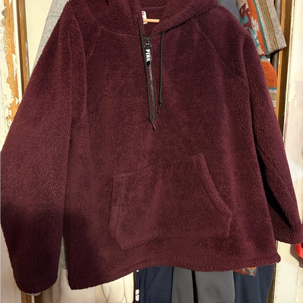 PINK Maroon Fleece Hoodie